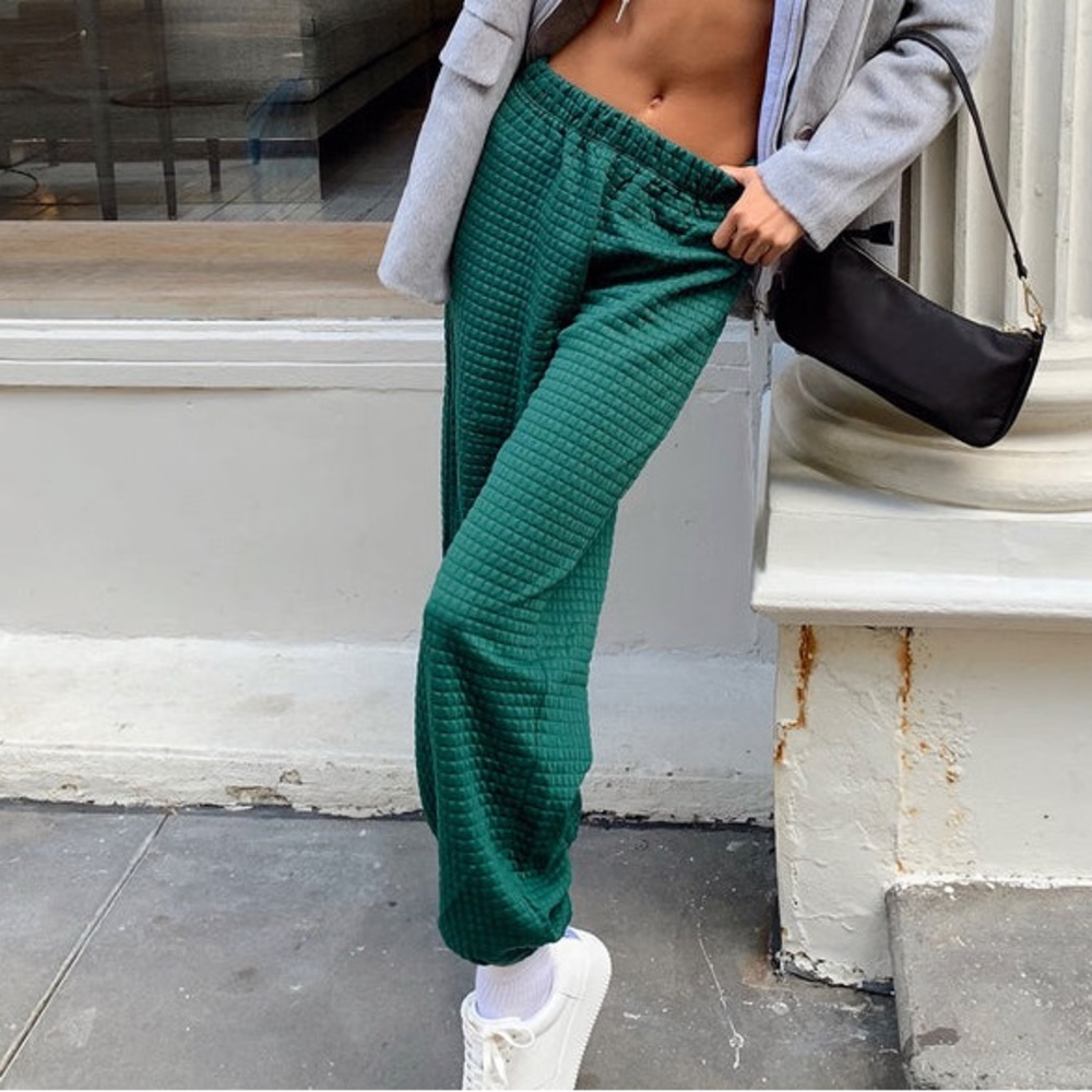 Princess Polly Arabella Forest Green Quilted Sweatpants Size US 4